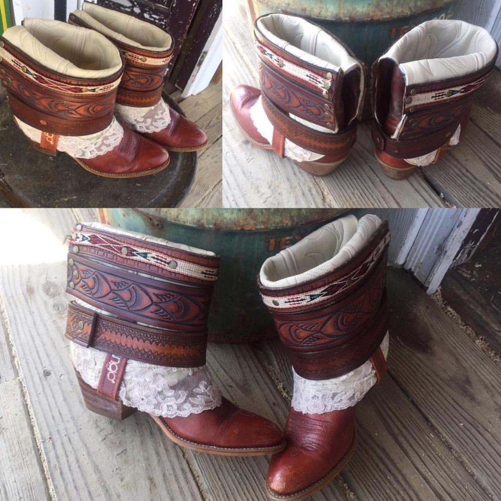 Vintage leather reworked  Hillbilly Gypsy Boots